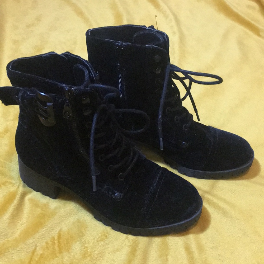 Velour combat boots